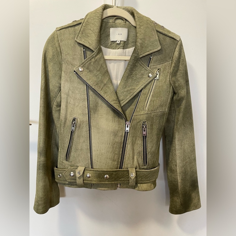 IRO Jovaspe 100% Soft Lamb Leather RARE Designer Moto Jacket Women's Size 36 S